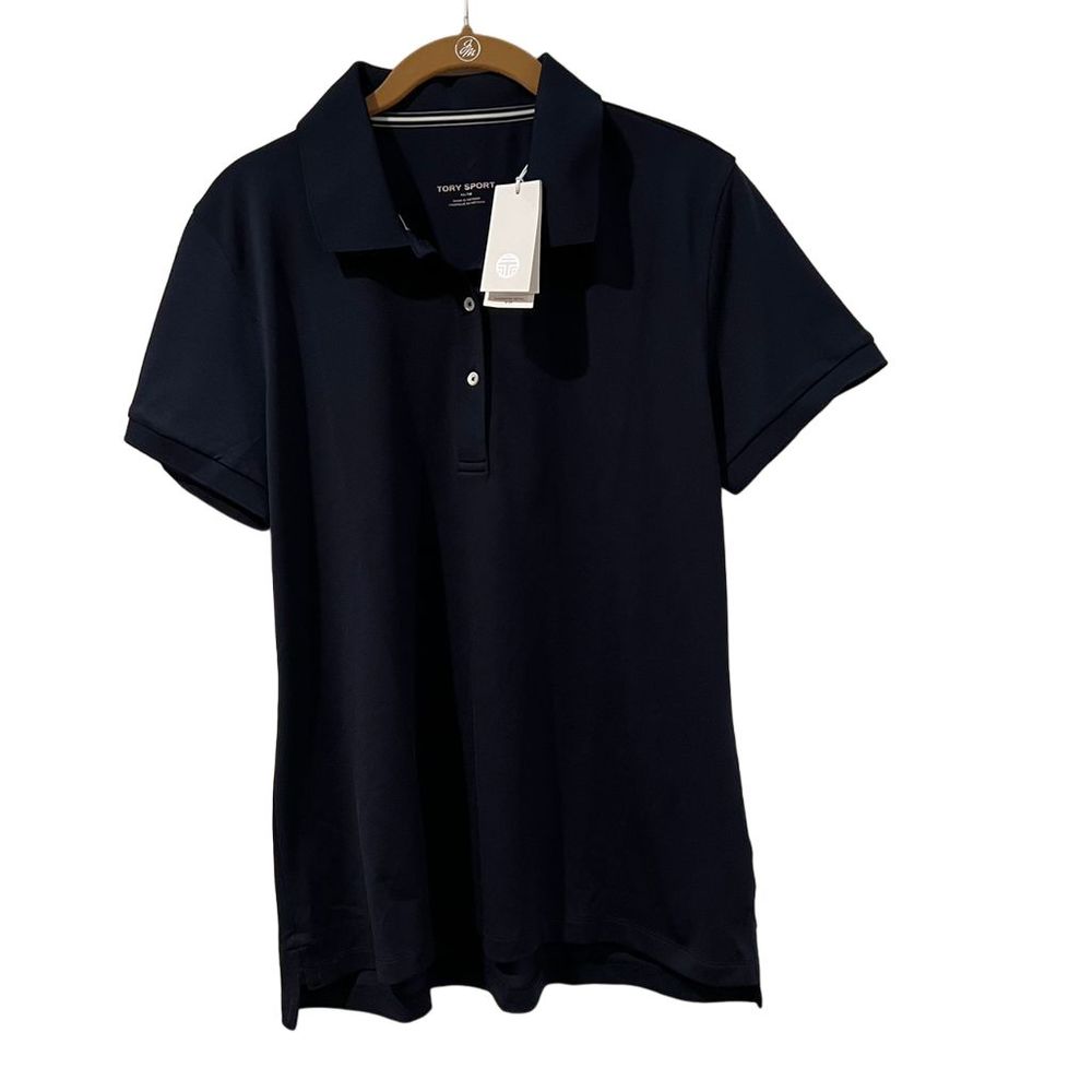 Tory Sport Tech Pique Polo Women's XL Tory Navy Short Sleeve Golf Top